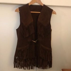 Vintage suede fringe boho vest 60s/70s